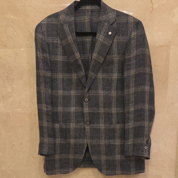 BRAND NEW L.B.M. 1911 PLAID PATTERNED LINEN BLAZER SPORTS COAT JACKET $995 ITALY